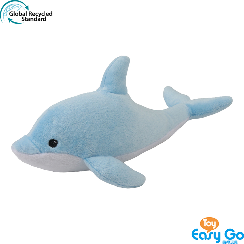 100% recycled plush stuffed dolphin toy