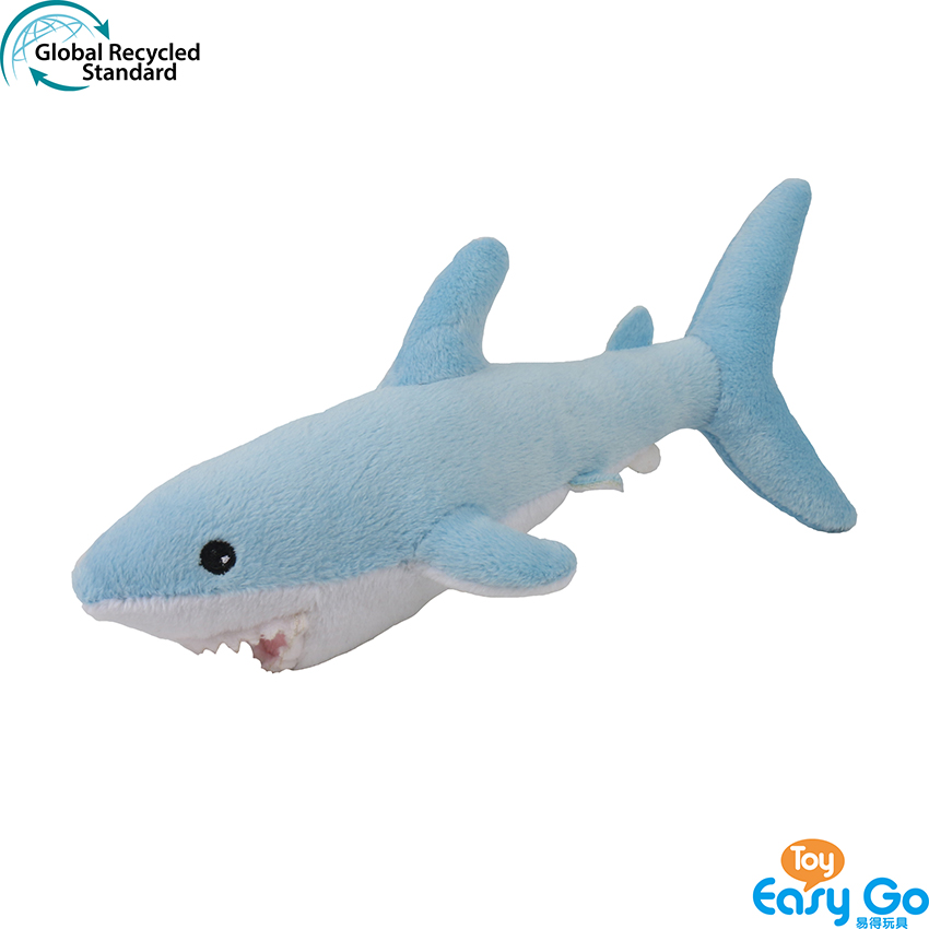 100% recycled plush stuffed Shortfin mako shark toy