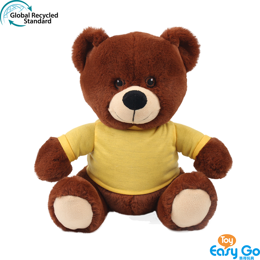 100% recycled plush stuffed T-shirt brown bear toy