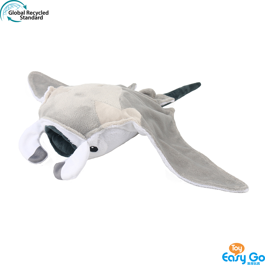 100% recycled plush stuffed devil ray fish toy
