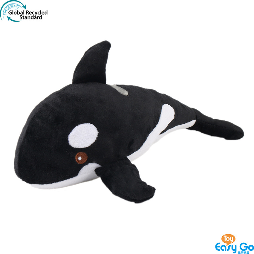100% recycled plush stuffed killer whale toy