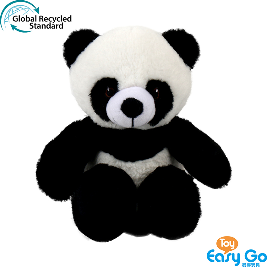 100% recycled plush stuffed vertical sitting position panda