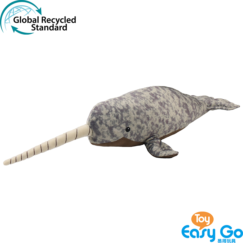 100% recycled plush stuffed narwhal toy