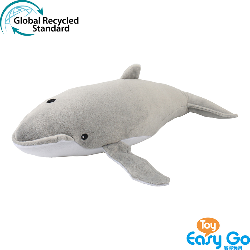 100% recycled plush stuffed blue whale toy