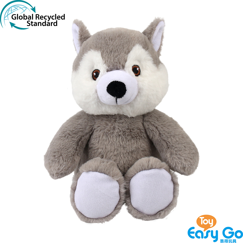 100% recycled plush stuffed vertical sitting position husky