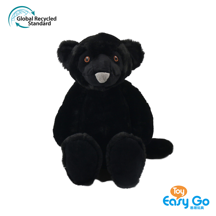 100% recycled plush stuffed black leopard toys