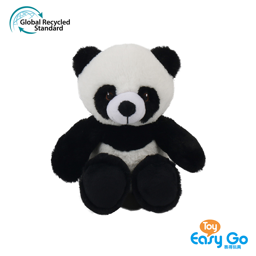 100% recycled plush stuffed sitting position panda toy