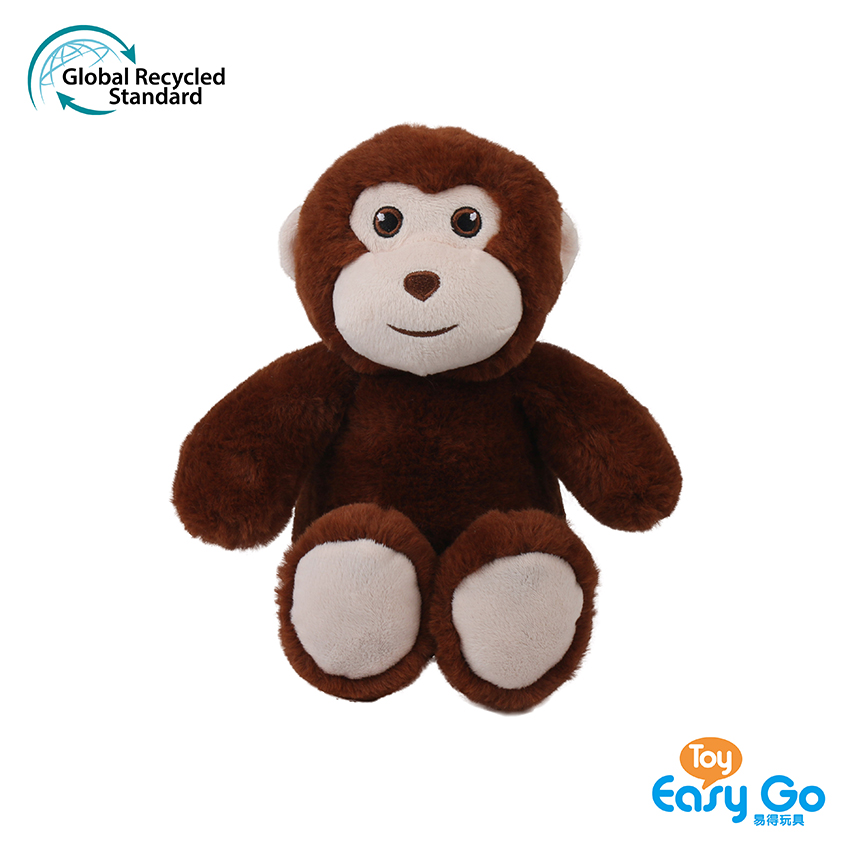100% recycled plush stuffed sitting position monkey toy