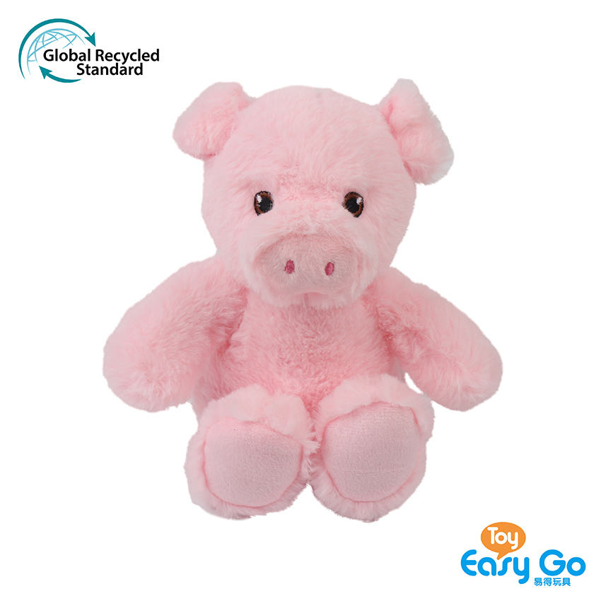 100% recycled plush stuffed sitting position pig toy