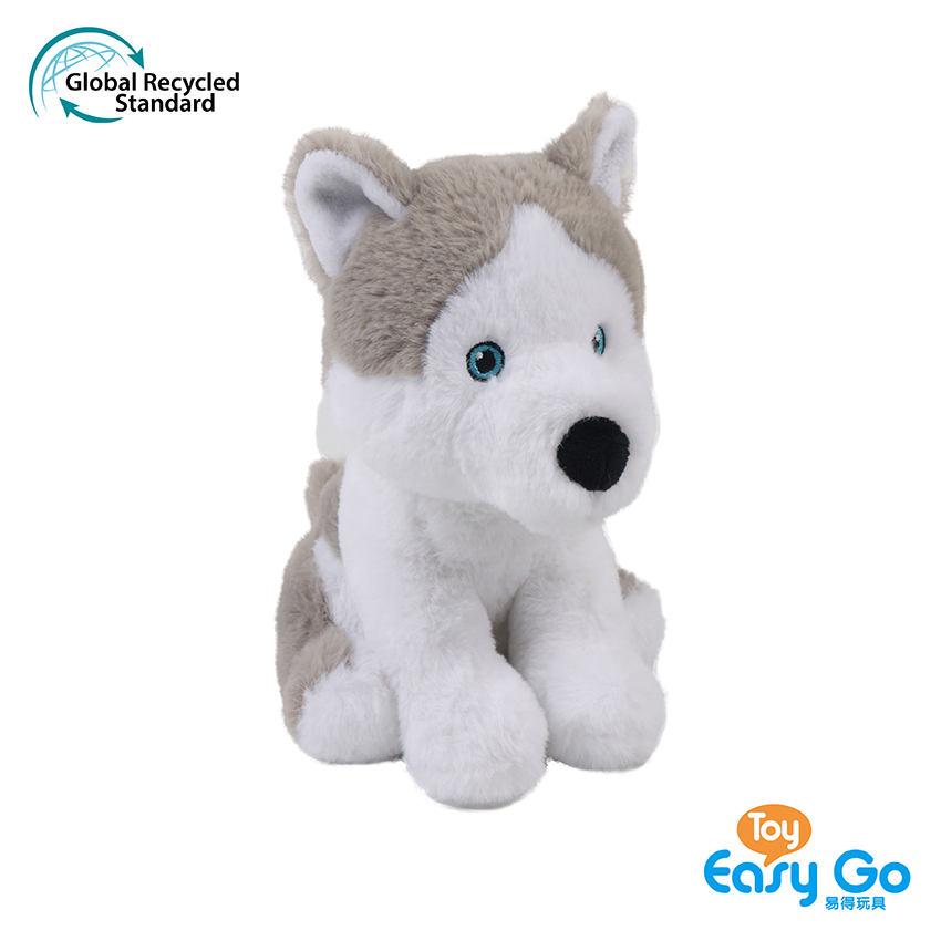 100% recycled plush stuffed sitting position husky toy