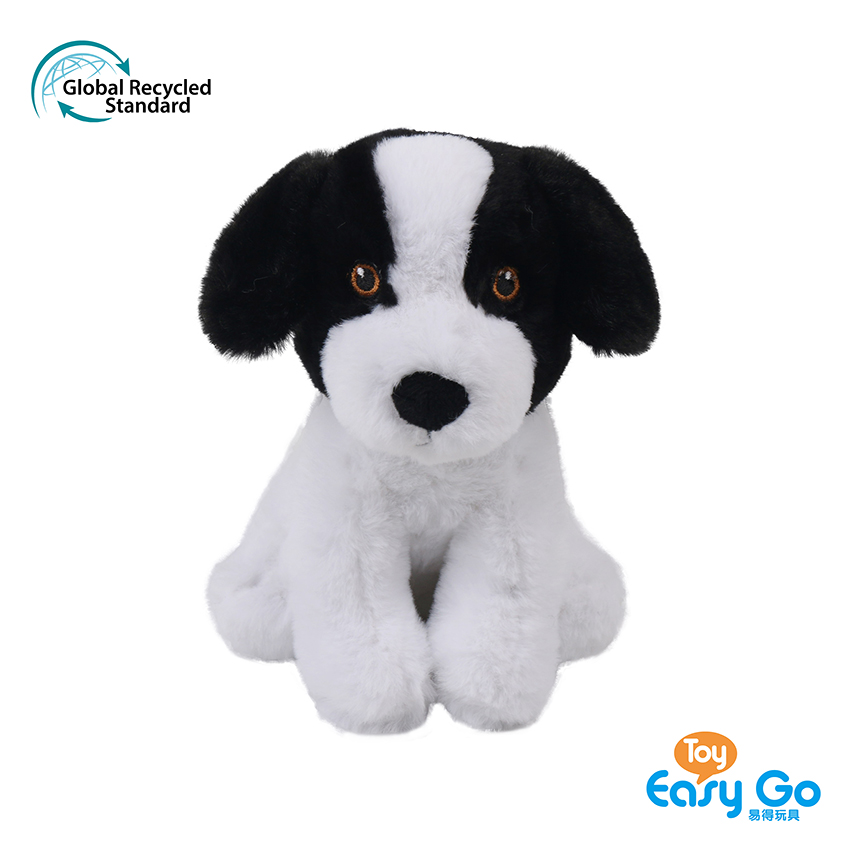100% recycled plush stuffed sitting border collie toy