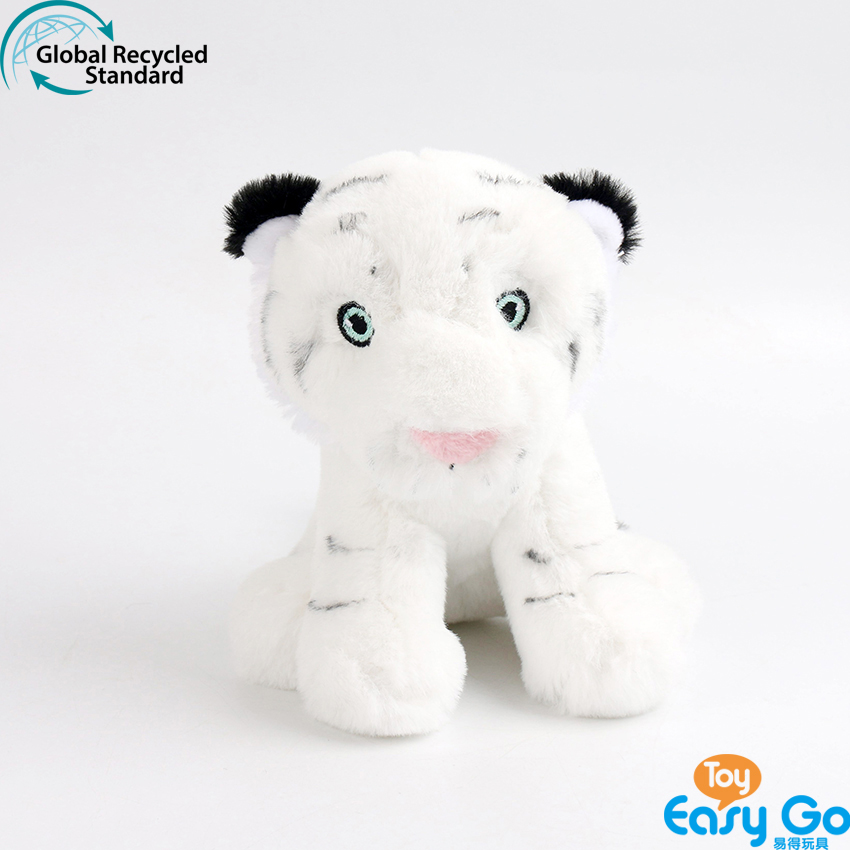 100% recycled plush stuffed white tiger toys