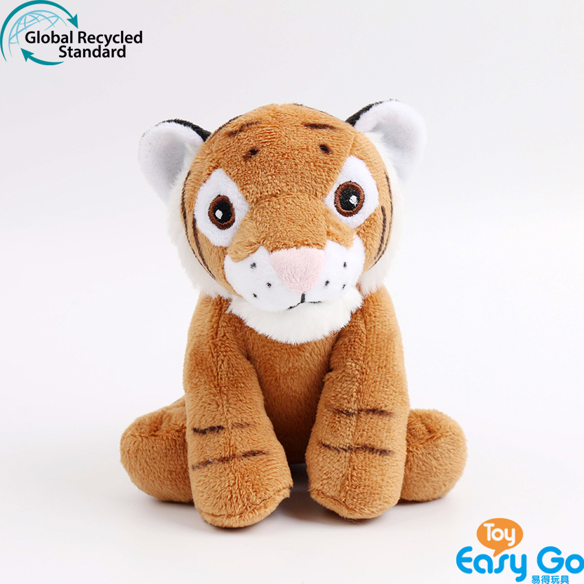 100% recycled plush stuffed brown tiger toys