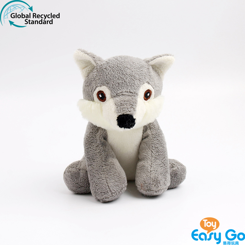 100% recycled plush stuffed wolf toys